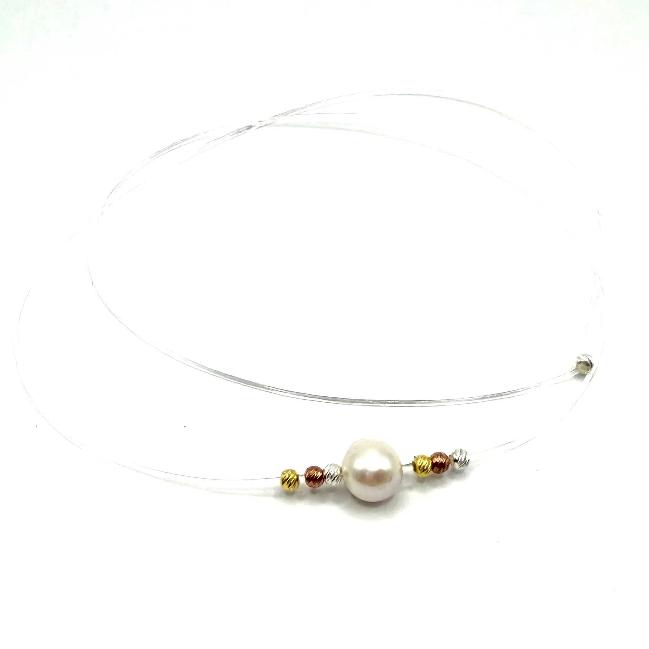 Colier minimalist perla trio - D029