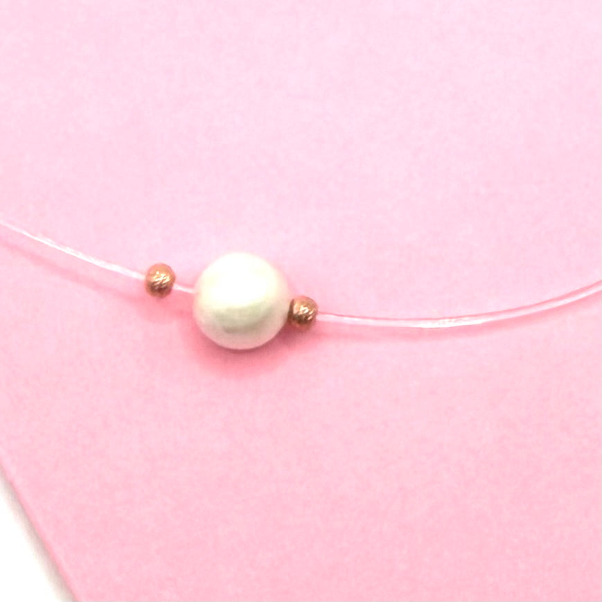 Colier minimalist perla rose - D 114
