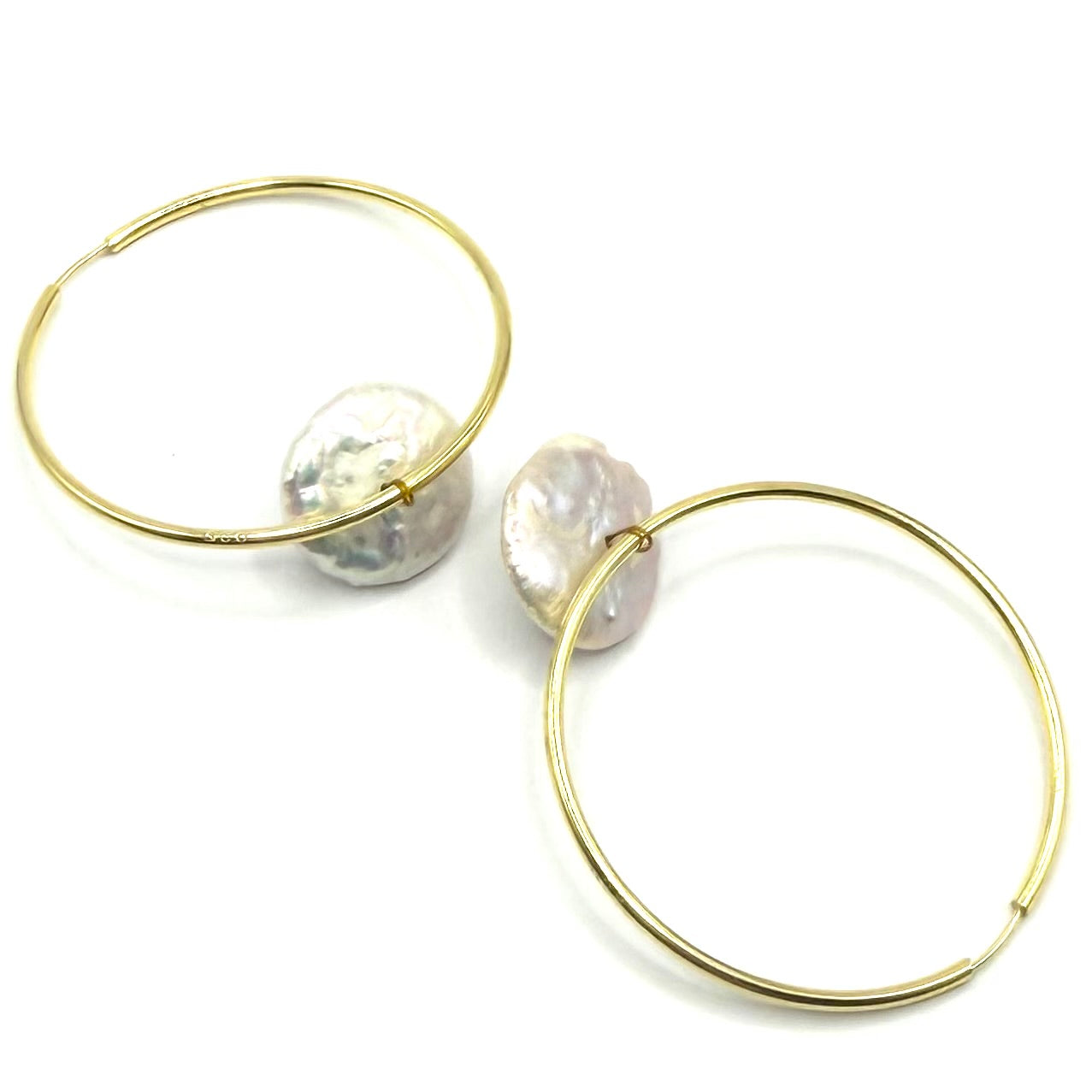 Cercei creole perla ag gold- D068