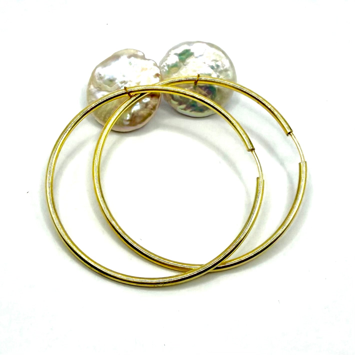 Cercei creole perla ag gold- D068