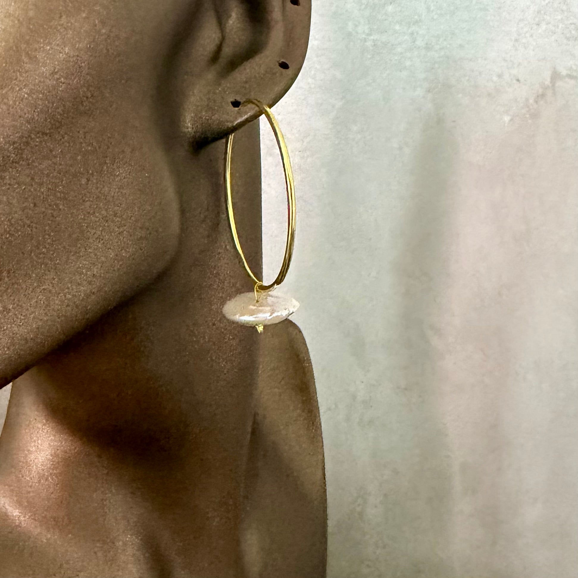 Cercei creole perla ag gold- D068