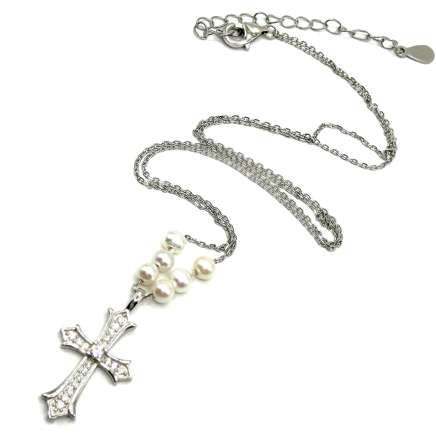 Colier cruce cu perle - D 259