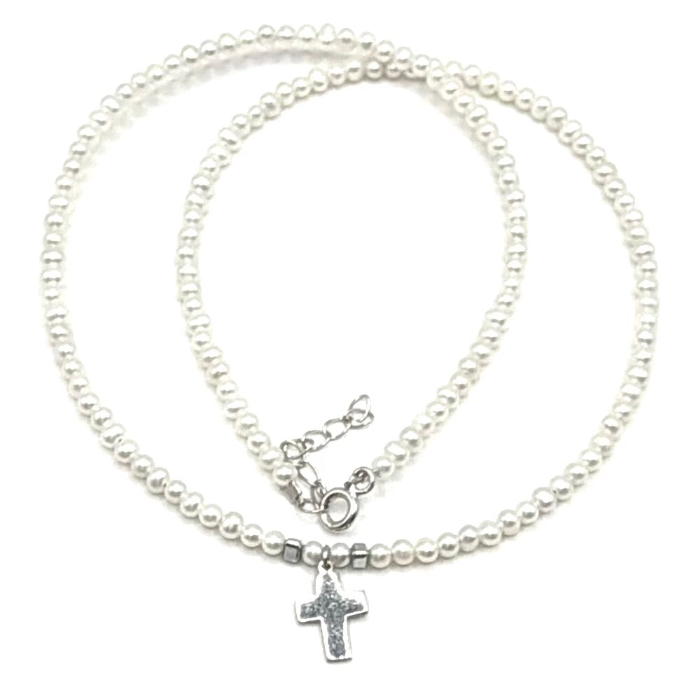 Colier perle + cruciuliță - Dinuzete 321