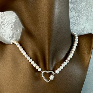 Colier inimă perle