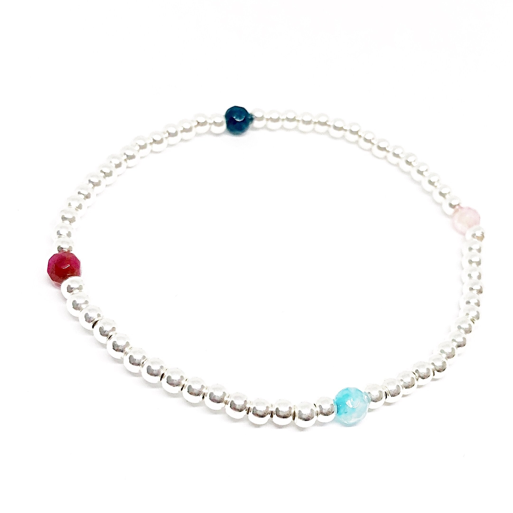 Brățară Dinuzete elastică din bile de argint și agate - Dinuzete