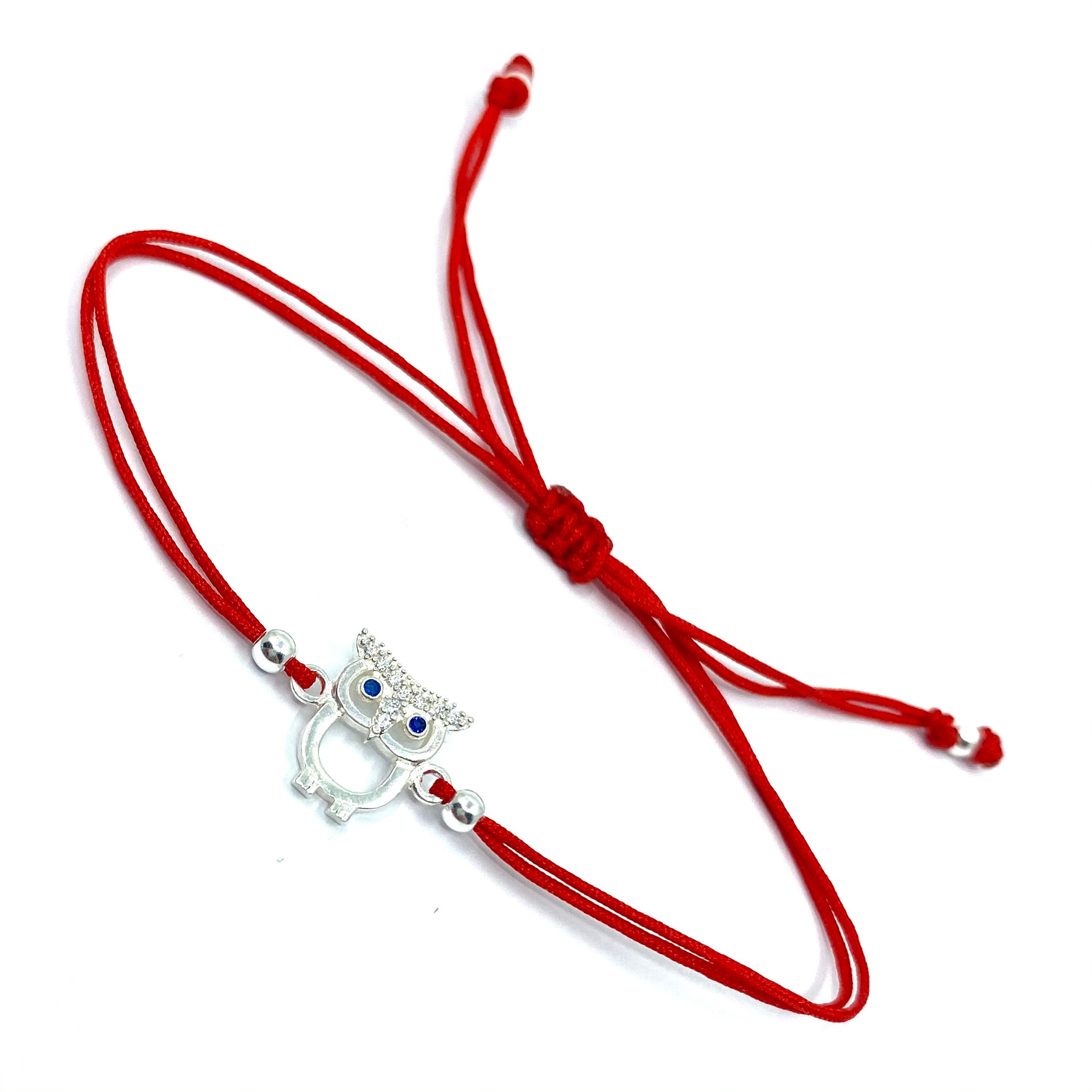 Bratara pe șnur roșu - bufnita